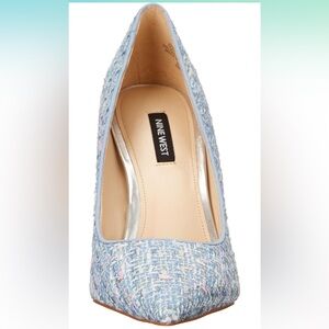 NINE WEST Women's Tatiana Pump, Light Blue Tweed, 9.5